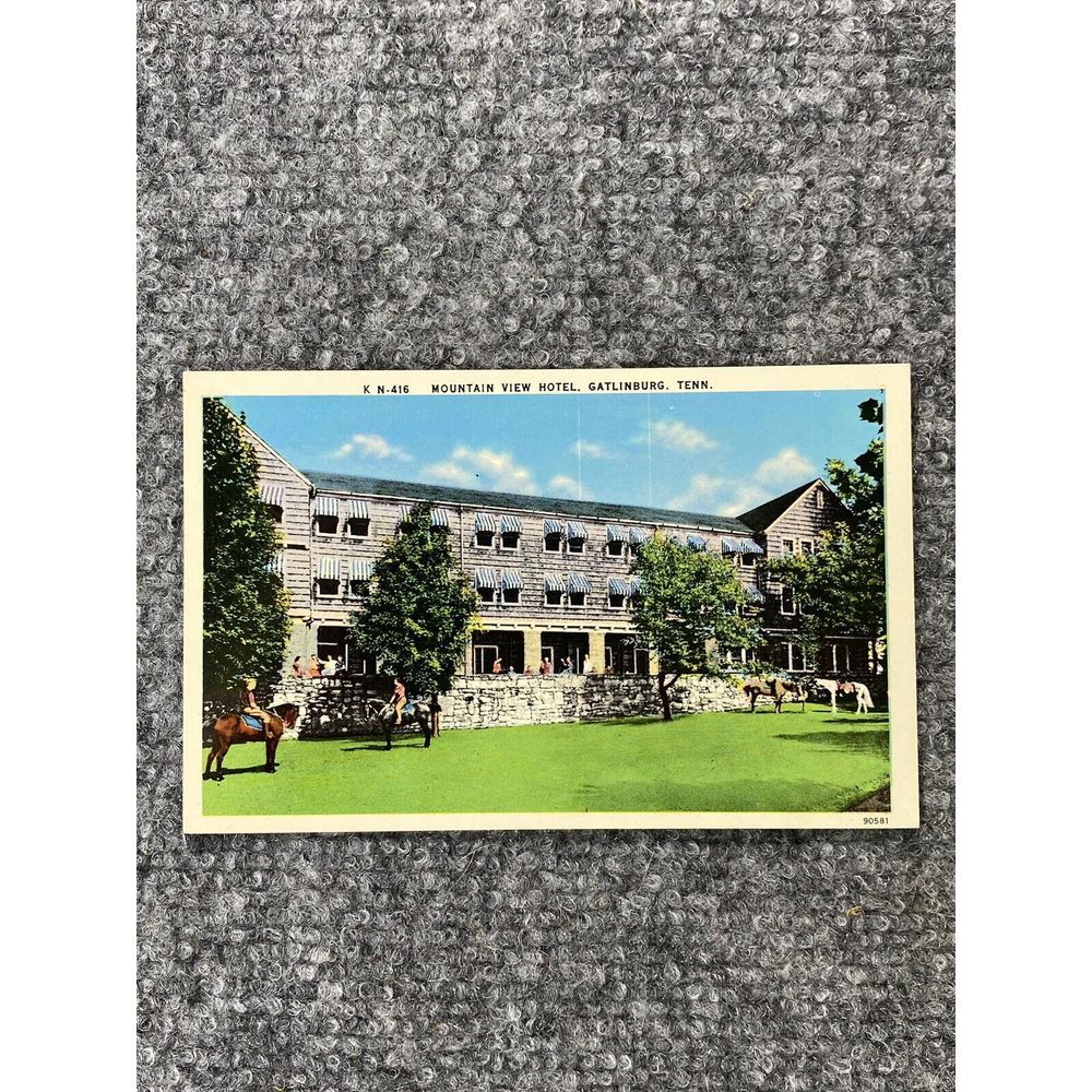 Vintage Gatlinburg TN Postcard Mountain View Hotel Horses Great Smoky Mountains‎